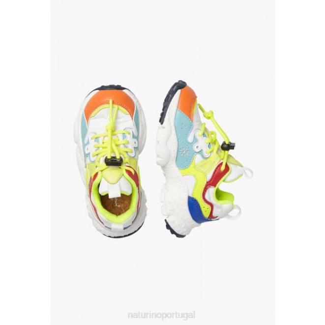 crianças Naturino amarelo-fluo turquesa yamano 3 júnior. tênis de couro ecológico e tecido técnico HTF834