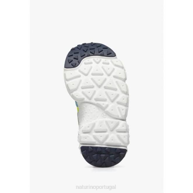 crianças Naturino amarelo-fluo turquesa yamano 3 júnior. tênis de couro ecológico e tecido técnico HTF834