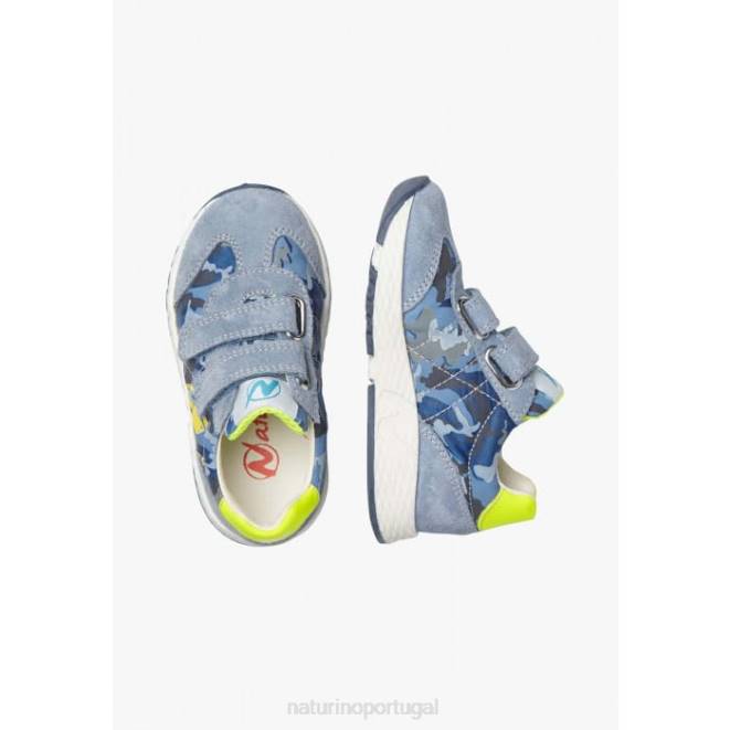 crianças Naturino azul-amarelo claro jesko vl. tênis de tecido técnico e camurça HTF8469