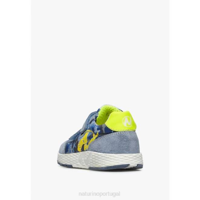crianças Naturino azul-amarelo claro jesko vl. tênis de tecido técnico e camurça HTF8469