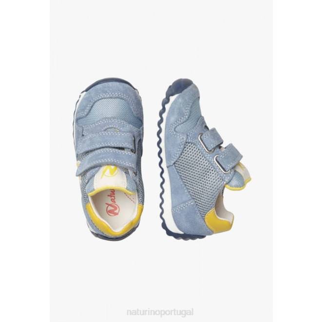 crianças Naturino azul claro sammy 2 vl. tênis de couro e tecido HTF8415