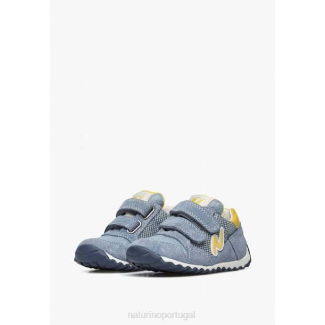 crianças Naturino azul claro sammy 2 vl. tênis de couro e tecido HTF8415