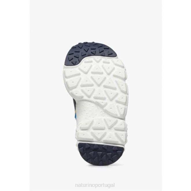 crianças Naturino azul marinho claro ray júnior vl. tênis eco couro e tecido HTF830