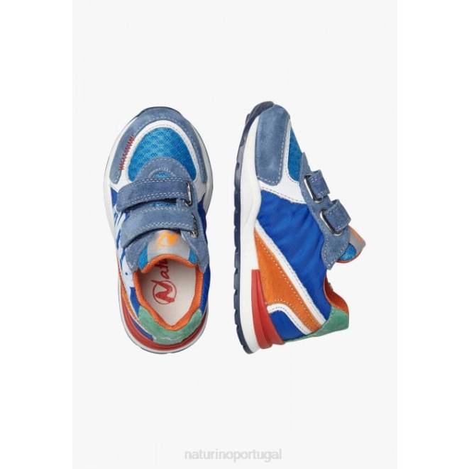 crianças Naturino azul vermelho bley vl tênis camurça e tecido HTF8470