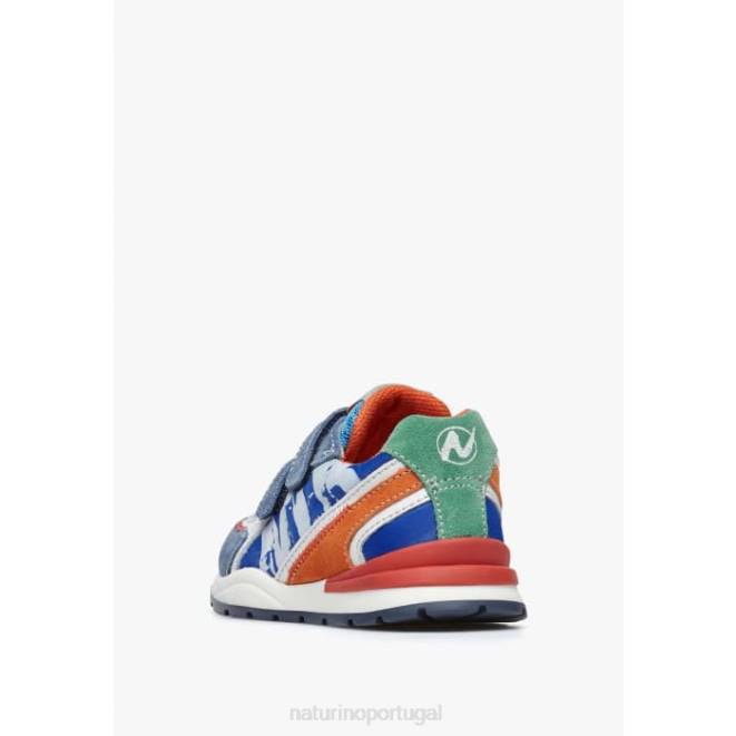 crianças Naturino azul vermelho bley vl tênis camurça e tecido HTF8470