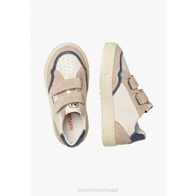 crianças Naturino bege-branco ariton vl. tênis de couro e camurça HTF8495