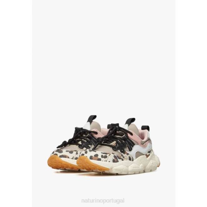 crianças Naturino bege-branco yamano 3 júnior. tênis de couro sintético e tecido técnico HTF837