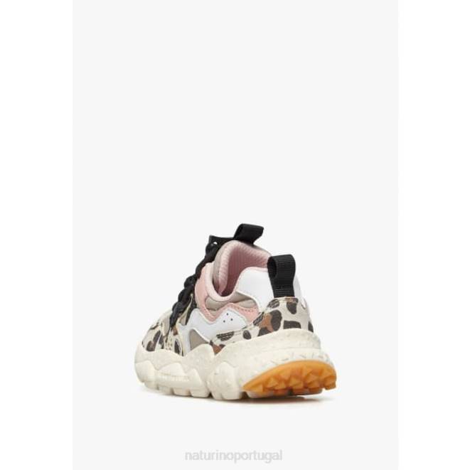 crianças Naturino bege-branco yamano 3 júnior. tênis de couro sintético e tecido técnico HTF837