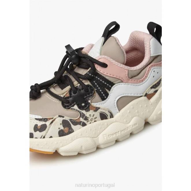 crianças Naturino bege-branco yamano 3 júnior. tênis de couro sintético e tecido técnico HTF837