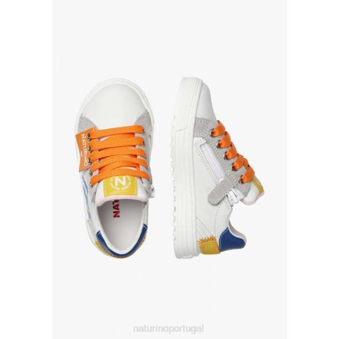 crianças Naturino branco-azul claro hess seta zip. tênis de couro e camurça HTF8473