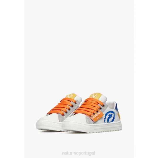 crianças Naturino branco-azul claro hess seta zip. tênis de couro e camurça HTF8473