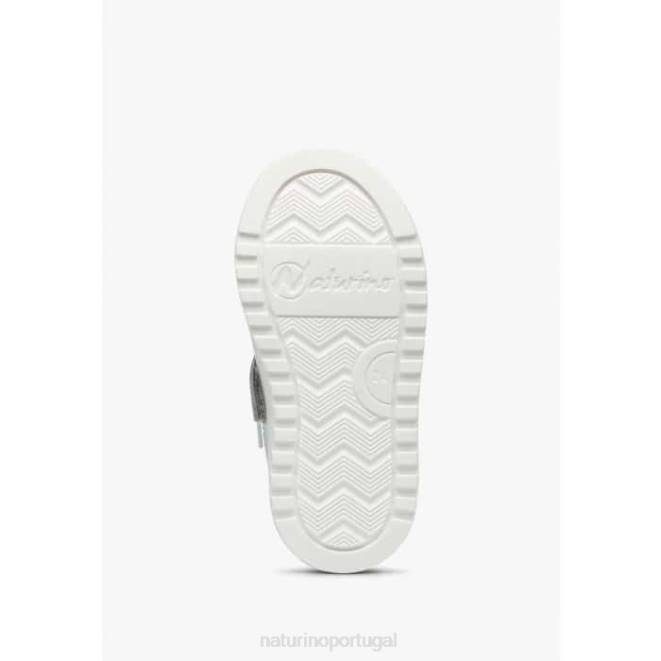 crianças Naturino branco-azul claro hess seta zip. tênis de couro e camurça HTF8473