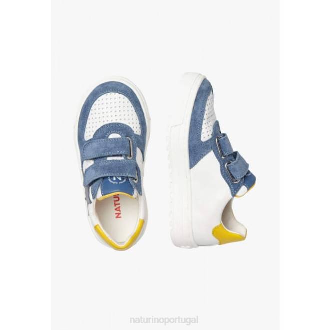 crianças Naturino branco-azul claro hess vl. tênis de couro e camurça HTF8451