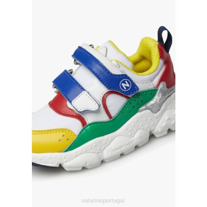 crianças Naturino branco-azul-vermelho akio júnior vl. tênis de couro sintético e tecido técnico HTF845