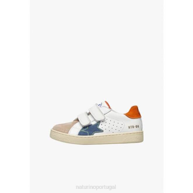 crianças Naturino branco-bege pino vl. tênis de couro e camurça HTF8427