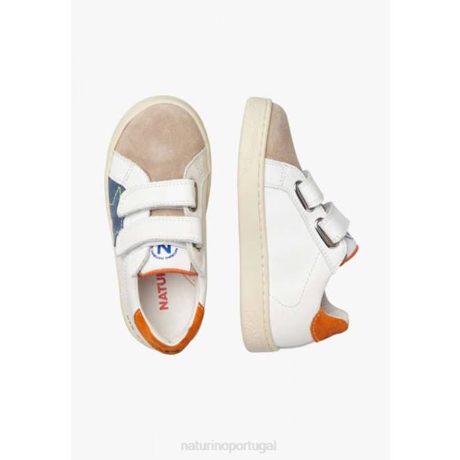 crianças Naturino branco-bege pino vl. tênis de couro e camurça HTF8427