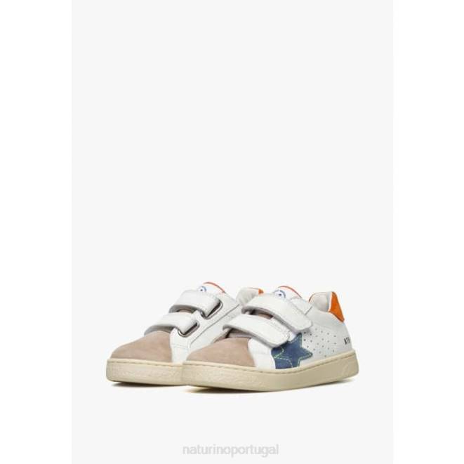 crianças Naturino branco-bege pino vl. tênis de couro e camurça HTF8427