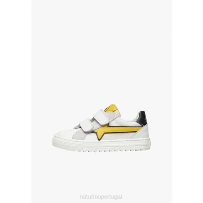 crianças Naturino branco blitz vl. tênis de couro e tecido HTF8483