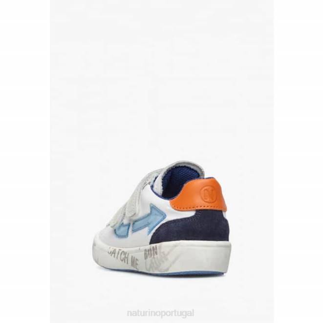 crianças Naturino branco-céu azul Kristil vl tênis de couro e tecido HTF8486