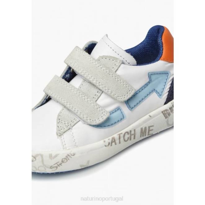 crianças Naturino branco-céu azul Kristil vl tênis de couro e tecido HTF8486