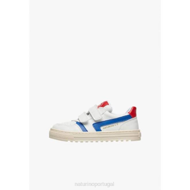 crianças Naturino branco-céu azul ceônia vl. tênis de couro sintético HTF848