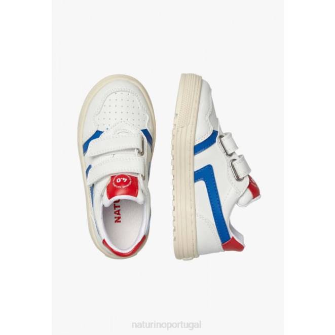 crianças Naturino branco-céu azul ceônia vl. tênis de couro sintético HTF848