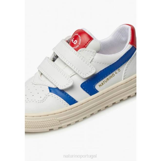 crianças Naturino branco-céu azul ceônia vl. tênis de couro sintético HTF848