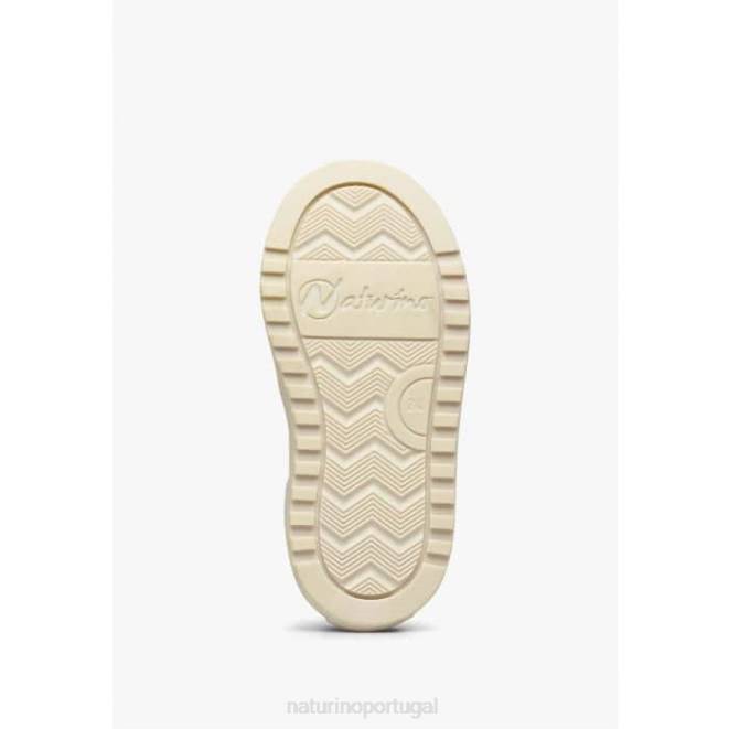 crianças Naturino branco-céu azul hess zip. tênis couro perfurado e camurça com zíper HTF8416