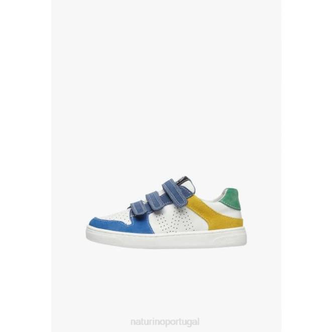 crianças Naturino branco-céu azul theral vl. tênis de couro e camurça HTF8374