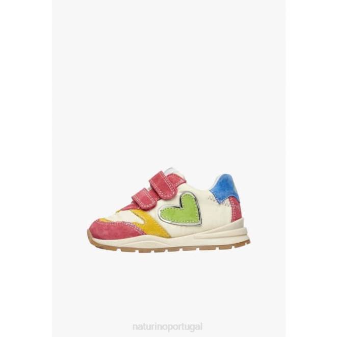 crianças Naturino branco fúcsia quelly vl tênis camurça e tecido HTF8479