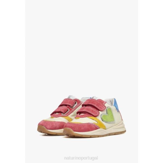 crianças Naturino branco fúcsia quelly vl tênis camurça e tecido HTF8479