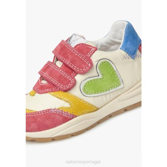 crianças Naturino branco fúcsia quelly vl tênis camurça e tecido HTF8479