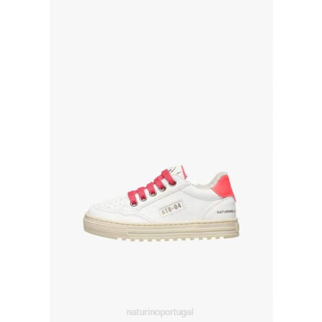 crianças Naturino branco-fúcsia zíper híbrido ariton. tênis couro vegetal e algodão orgânico HTF8367