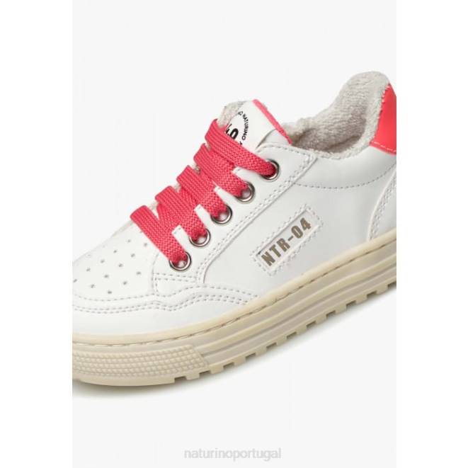 crianças Naturino branco-fúcsia zíper híbrido ariton. tênis couro vegetal e algodão orgânico HTF8367