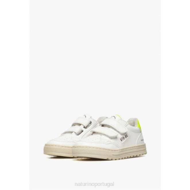 crianças Naturino branco-fluo amarelo ariton híbrido vl. tênis couro vegetal e algodão orgânico HTF8506