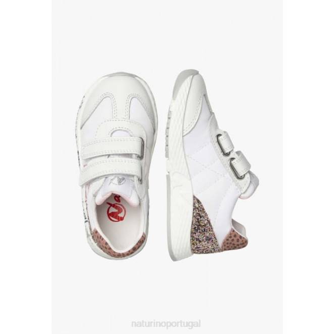 crianças Naturino branco jesko vl. tênis de couro e tecido técnico HTF8371