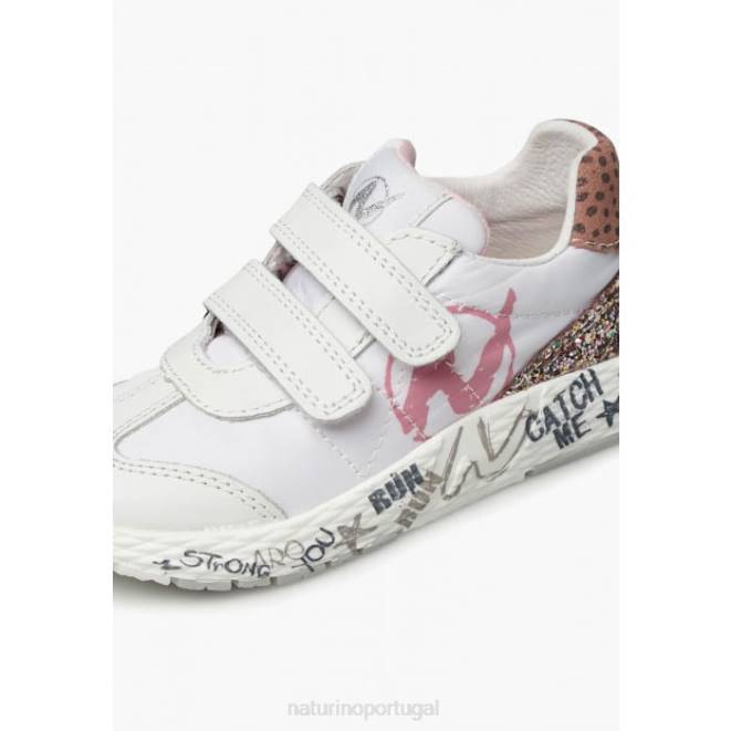 crianças Naturino branco jesko vl. tênis de couro e tecido técnico HTF8371