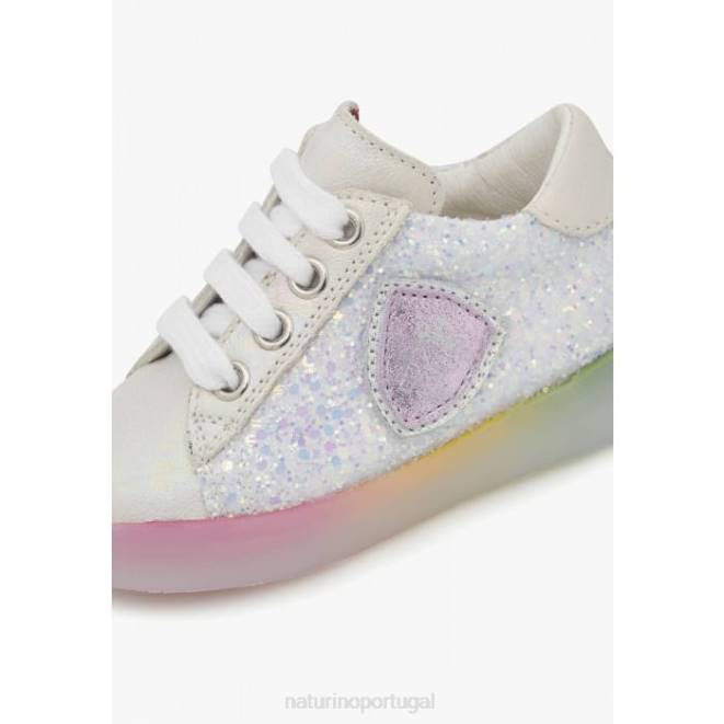 crianças Naturino branco korey 2 zip tênis de couro HTF8404