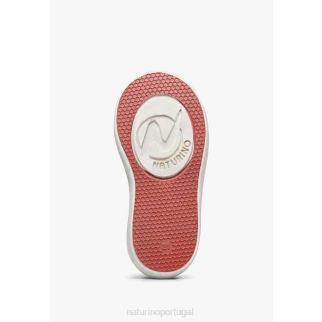 crianças Naturino branco-lilás annie vl tênis de couro com patch de estrela HTF8385