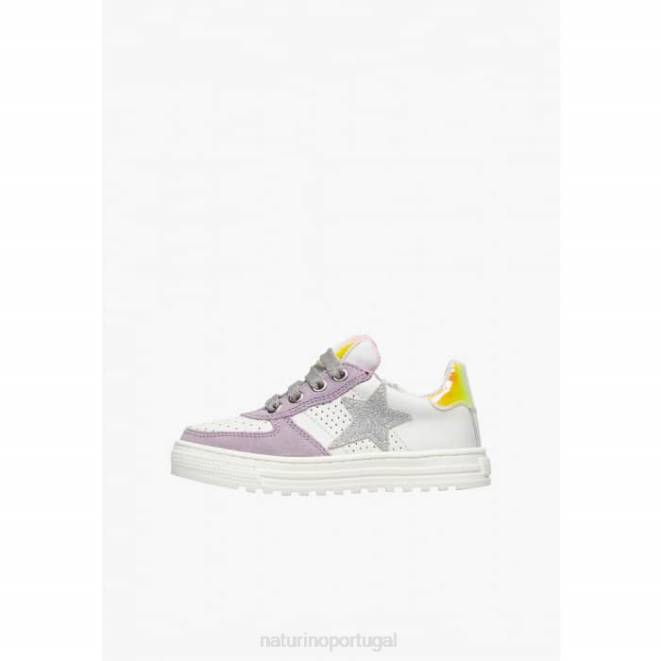 crianças Naturino branco-lilás hess zip. tênis de couro e camurça com zíper HTF8461