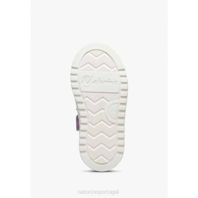 crianças Naturino branco-lilás hess zip. tênis de couro e camurça com zíper HTF8461