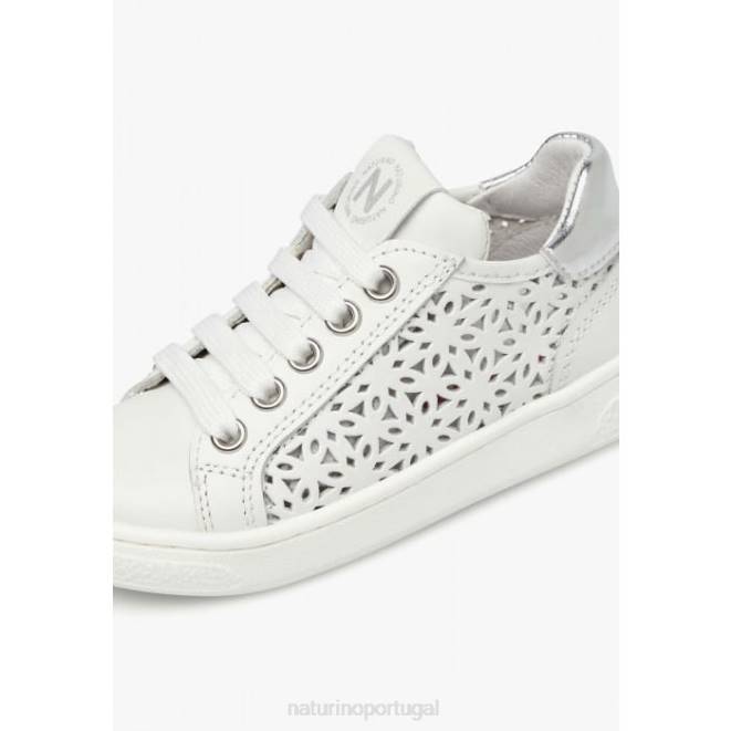 crianças Naturino branco qll zip. tênis de couro HTF8460