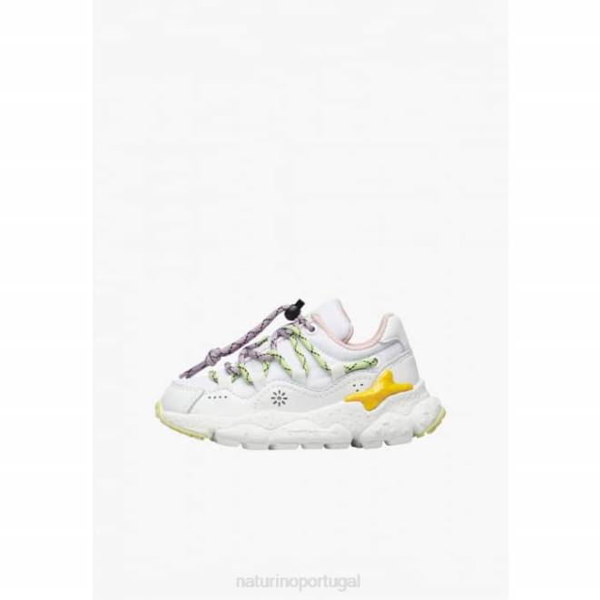 crianças Naturino branco raikiri júnior. tênis de couro sintético e tecido técnico HTF838