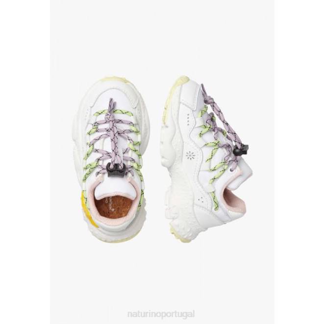 crianças Naturino branco raikiri júnior. tênis de couro sintético e tecido técnico HTF838