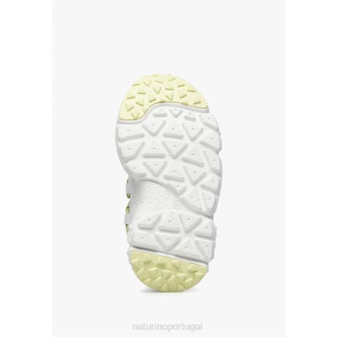 crianças Naturino branco raikiri júnior. tênis de couro sintético e tecido técnico HTF838