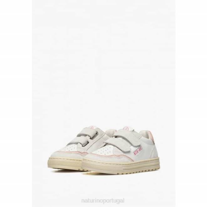 crianças Naturino branco-rosa ariton vl. tênis de couro e camurça HTF8377