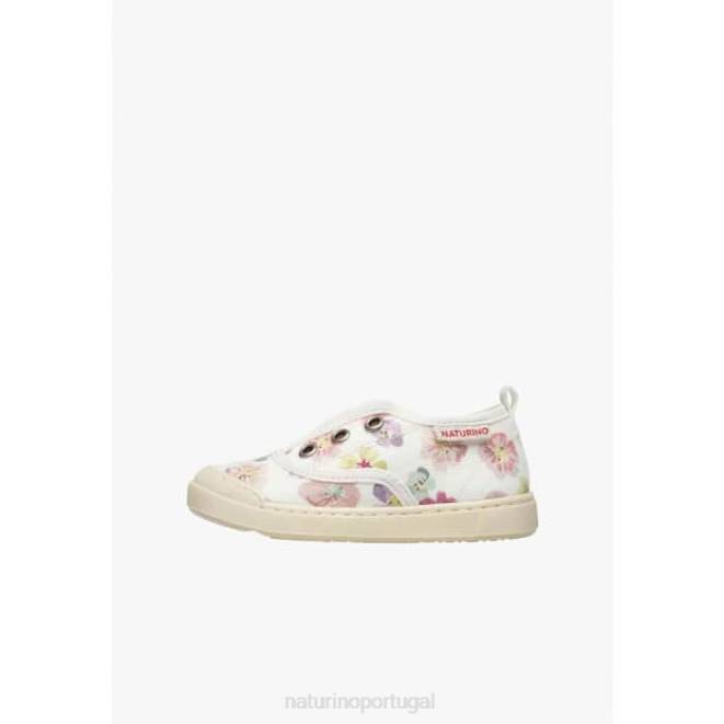 crianças Naturino branco-rosa dabos tênis de tecido HTF8509
