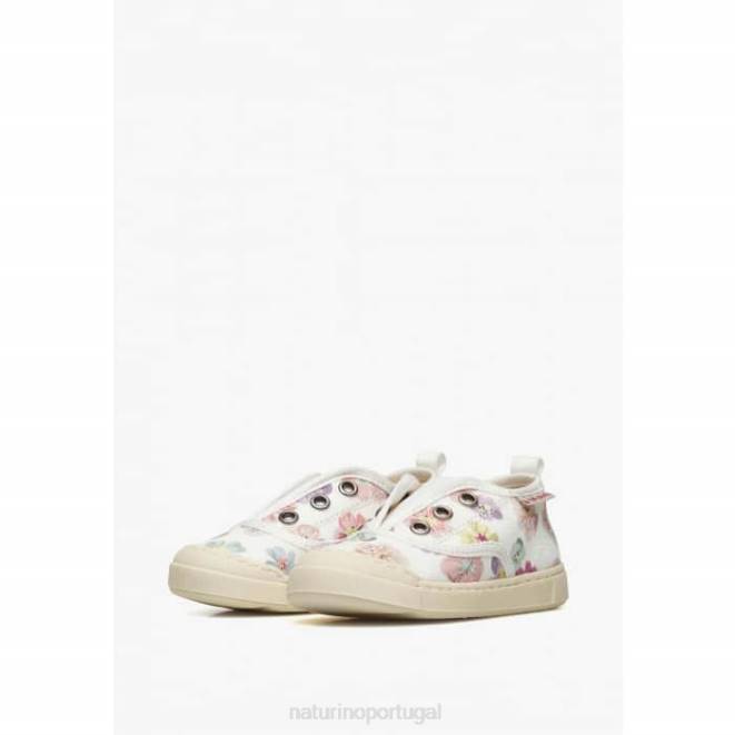 crianças Naturino branco-rosa dabos tênis de tecido HTF8509