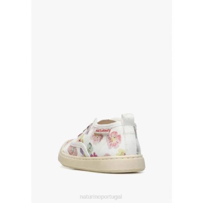 crianças Naturino branco-rosa dabos tênis de tecido HTF8509