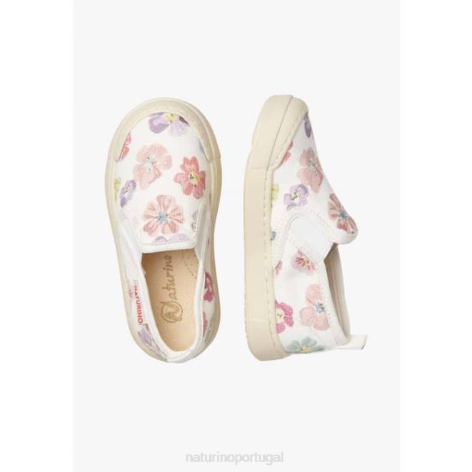 crianças Naturino branco-rosa hentor tênis de tecido HTF8388